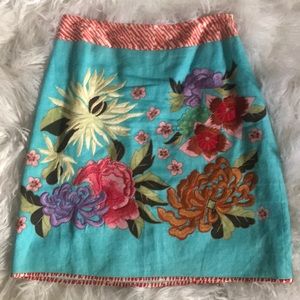 Etcetera Sz 8 linen blend embroidered skirt